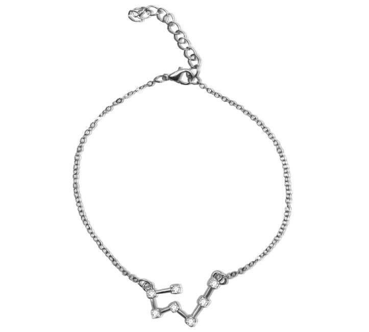 Starluxe Zodiac Crystal Charm Bracelet – 12 Constellation Edition (Gold-Tone Chain)