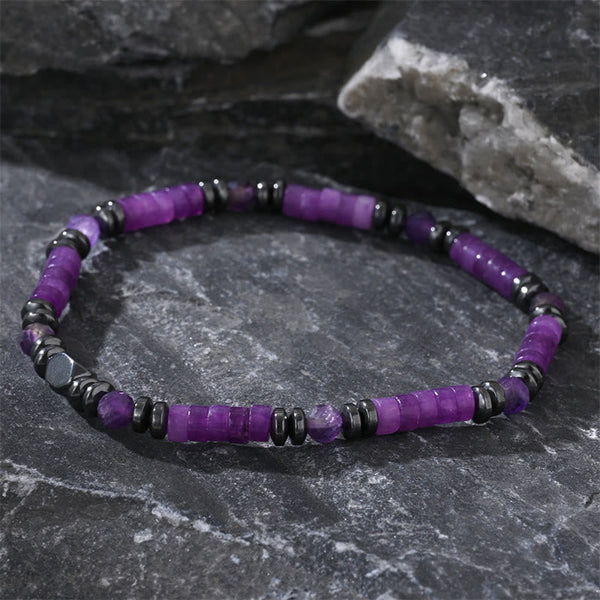 Buddha Stones Amethyst Hematite Spiritual Awareness Bracelet