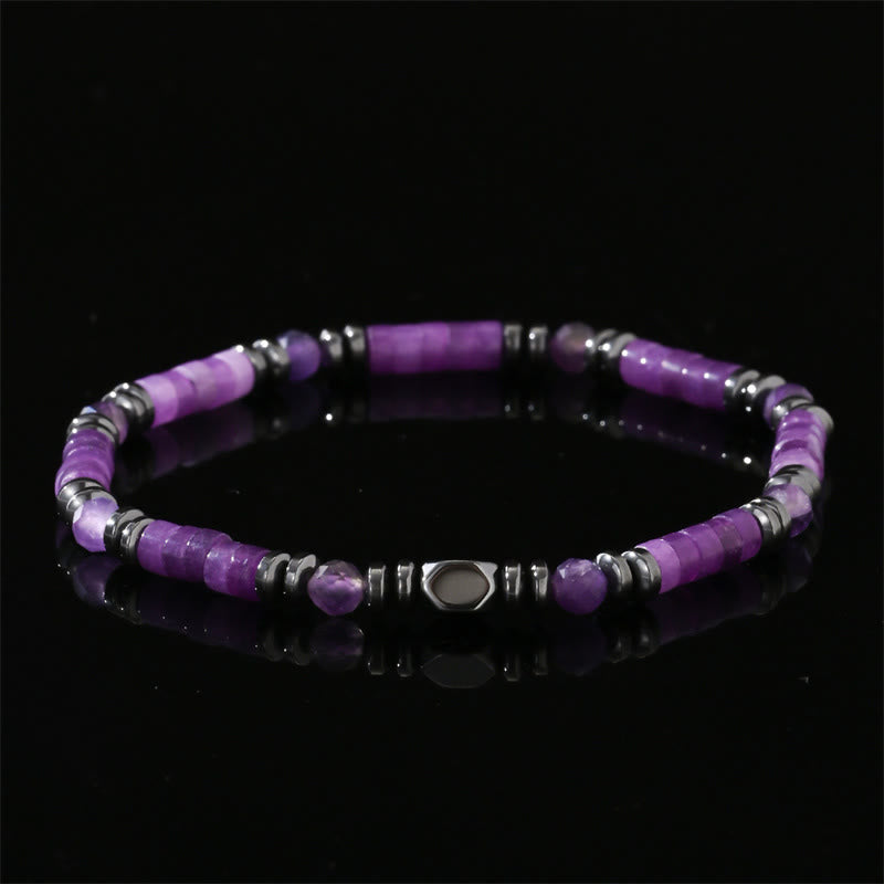 Buddha Stones Amethyst Hematite Spiritual Awareness Bracelet