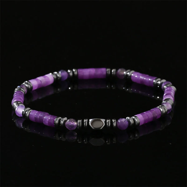 Buddha Stones Amethyst Hematite Spiritual Awareness Bracelet