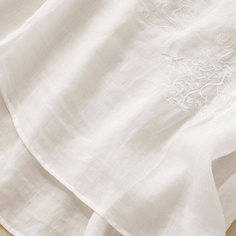 Buddha Stones Vintage Casual Embroidery Cotton Linen Women's Vest Waistcoat