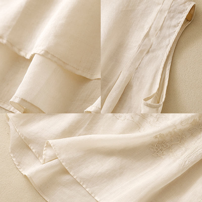 Buddha Stones Vintage Casual Embroidery Cotton Linen Women's Vest Waistcoat