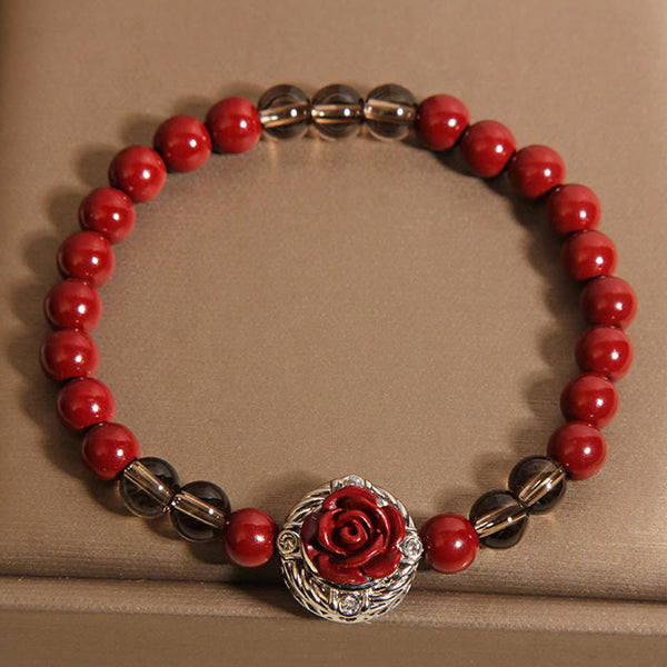 FREE Today: Calm Blessing Cinnabar Angora Red Shell Pearl Rose Petals Bracelet
