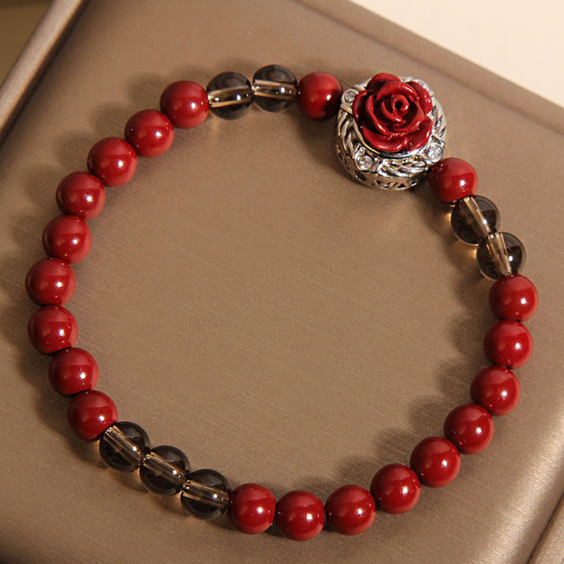FREE Today: Calm Blessing Cinnabar Angora Red Shell Pearl Rose Petals Bracelet