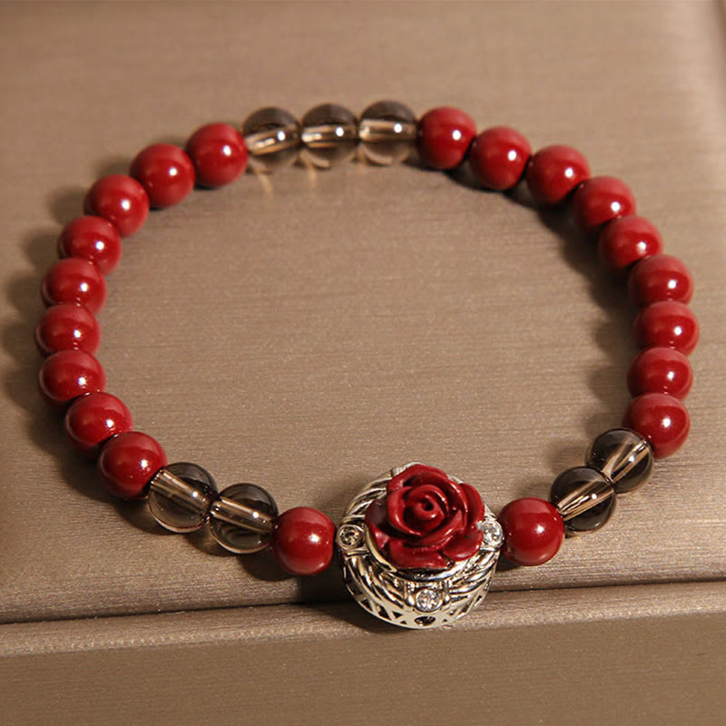 FREE Today: Calm Blessing Cinnabar Angora Red Shell Pearl Rose Petals Bracelet
