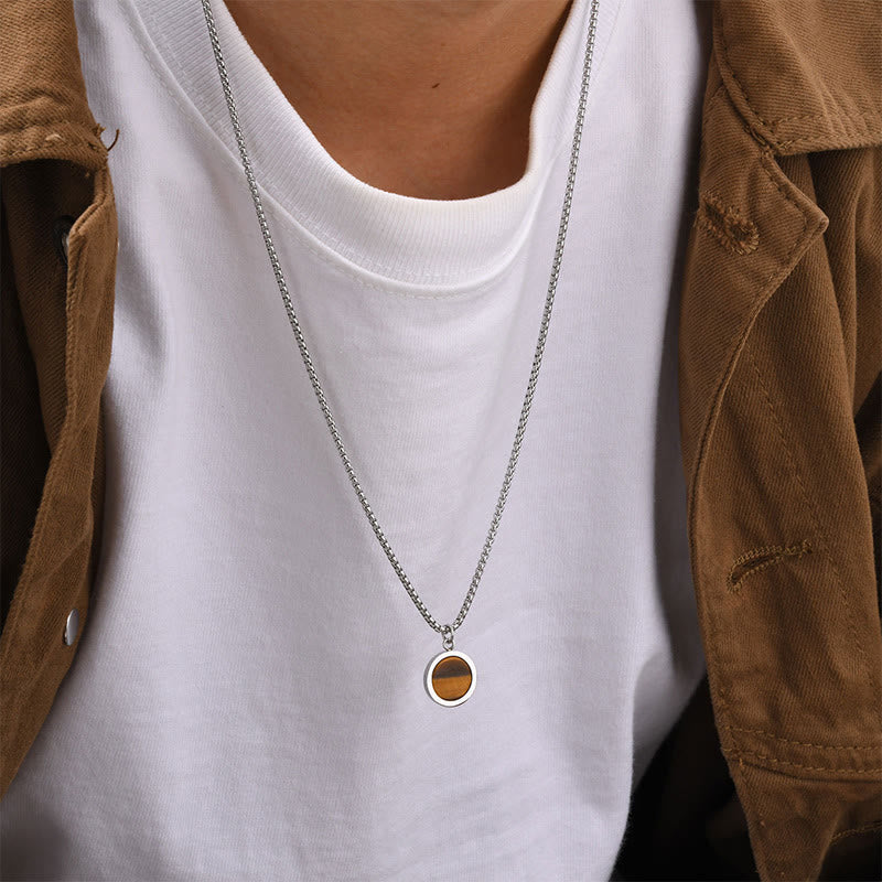 FREE Today: Courage Power Natural Stone Turquoise Tiger Eye Lazurite Malachite Necklace Pendant