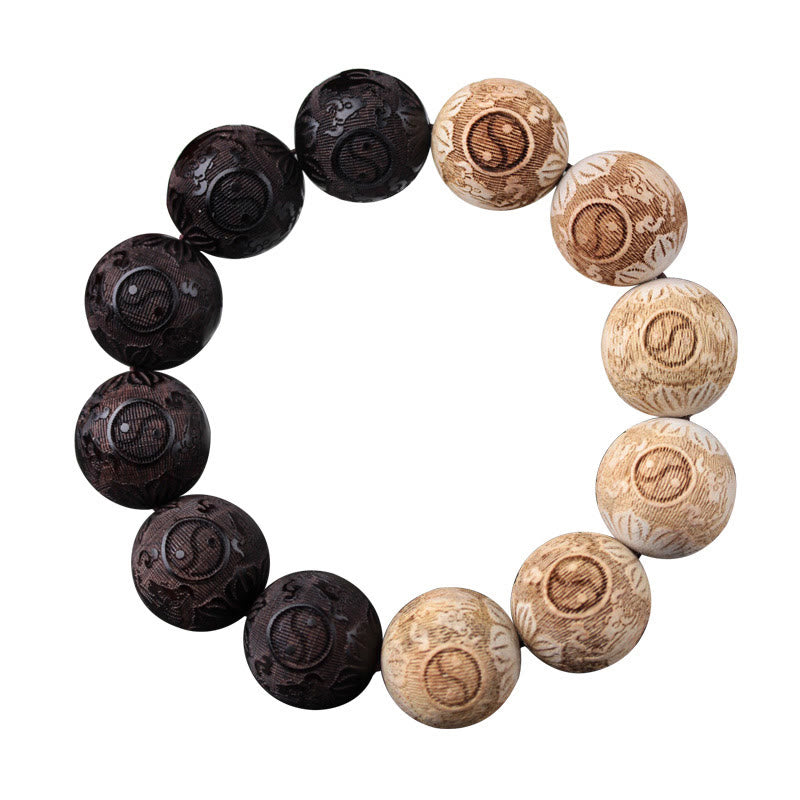 FREE Today: Peace Spirit Ebony Wood Camphor Wood Yin Yang Ox Engraved Bracelet
