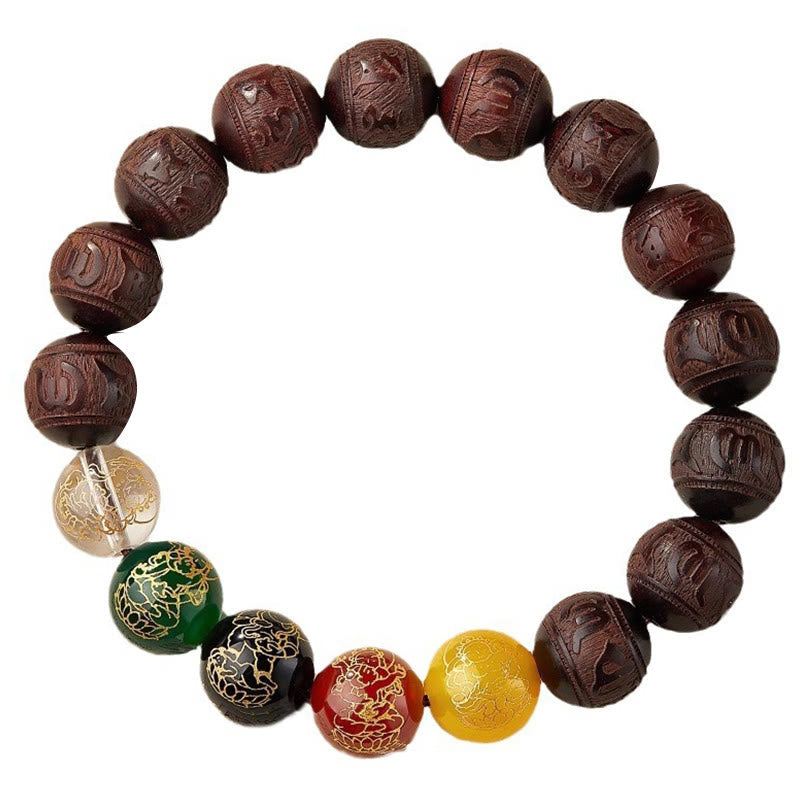 FREE Today: Protection and Calm Small Leaf Red Sandalwood Five Directions Gods of Wealth Bracelet