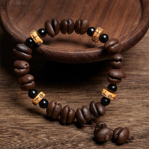 FREE Today: Simple And Meaningful Natural Coffee Beans Yak Bone Beads Bracelet