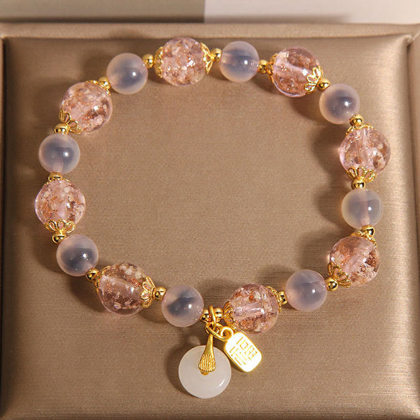 FREE Today: Healing Strength Fu Character Peace Buckle Liuli Candy Agate Bracelet