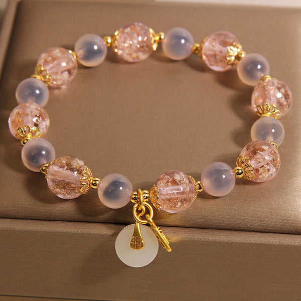 FREE Today: Healing Strength Fu Character Peace Buckle Liuli Candy Agate Bracelet