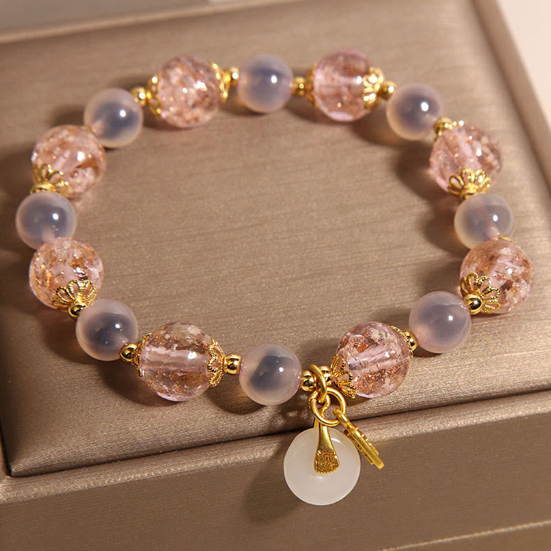 FREE Today: Healing Strength Fu Character Peace Buckle Liuli Candy Agate Bracelet