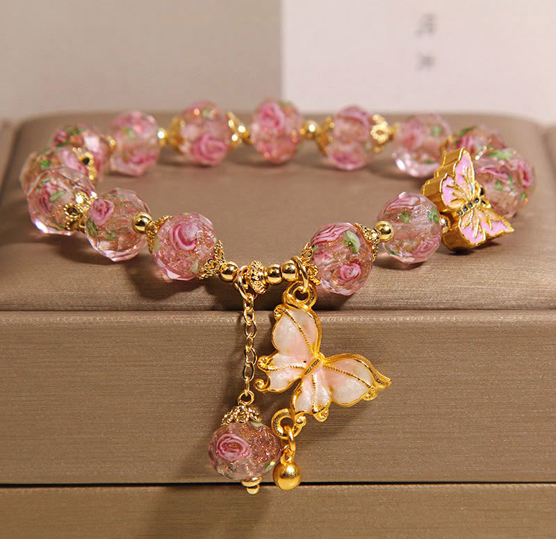 FREE Today: Love Freedom Butterfly Charm Rose Flower Liuli Bracelet
