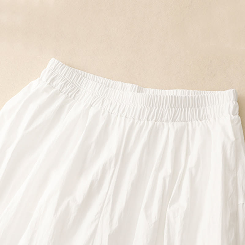 Buddha Stones Casual Hem Hollow Design Women's Cotton 7-8 Length Wide Leg Pants With Pockets