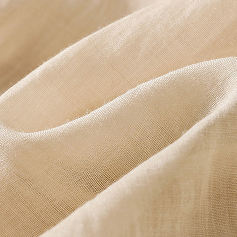 Buddha Stones Commute Embroidery Drawstring Women's Cotton Wide Leg Pants With Pockets