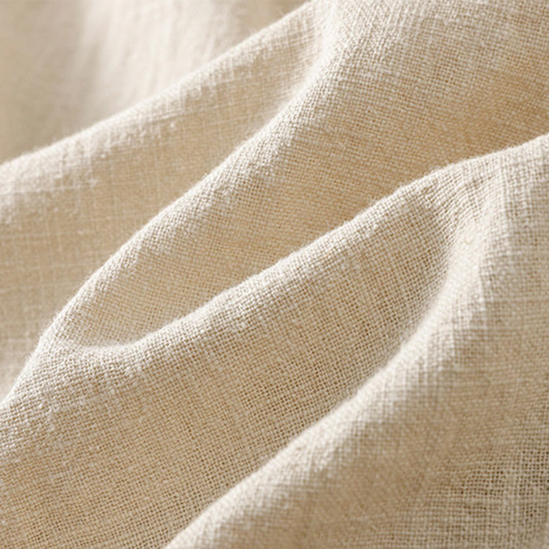 Buddha Stones Plain Simple Design High Waist Women's Cotton Linen Harem Pants With Pockets