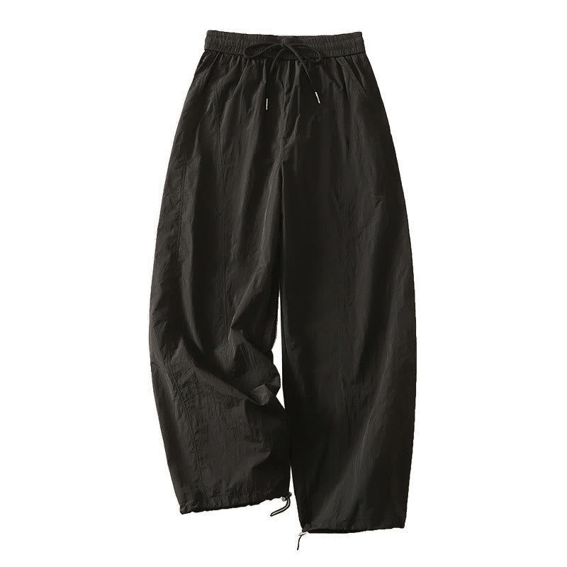 Buddha Stones Summer Vintage Plain Drawstring Cuffed Women's Pants With Pockets