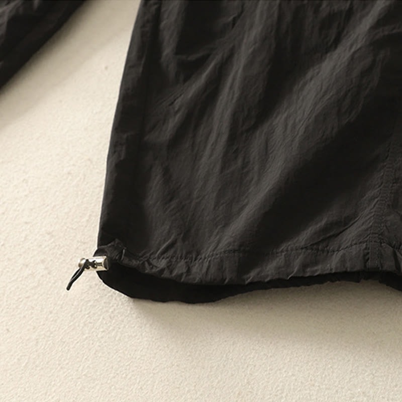 Buddha Stones Summer Vintage Plain Drawstring Cuffed Women's Pants With Pockets