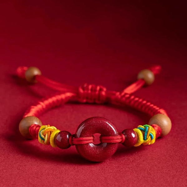 FREE Today: Protection Luck Red String Peach Wood Peace Buckle Cinnabar Adult Kid Bracelet