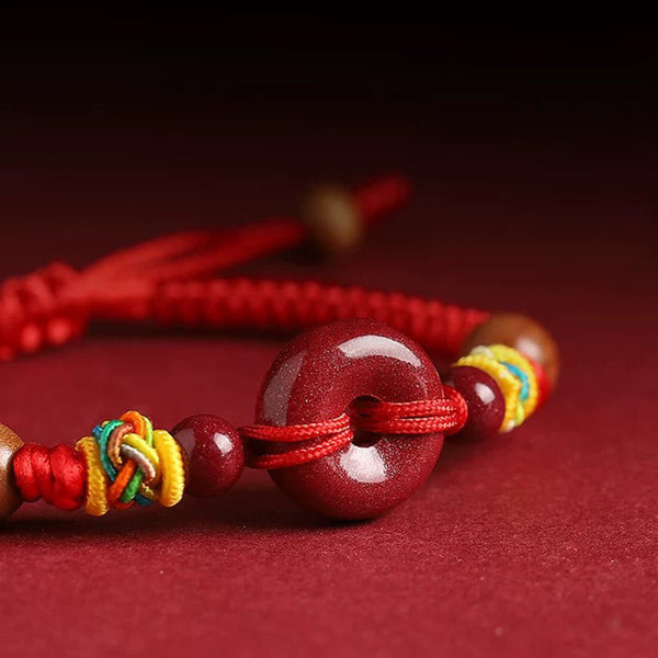 FREE Today: Protection Luck Red String Peach Wood Peace Buckle Cinnabar Adult Kid Bracelet