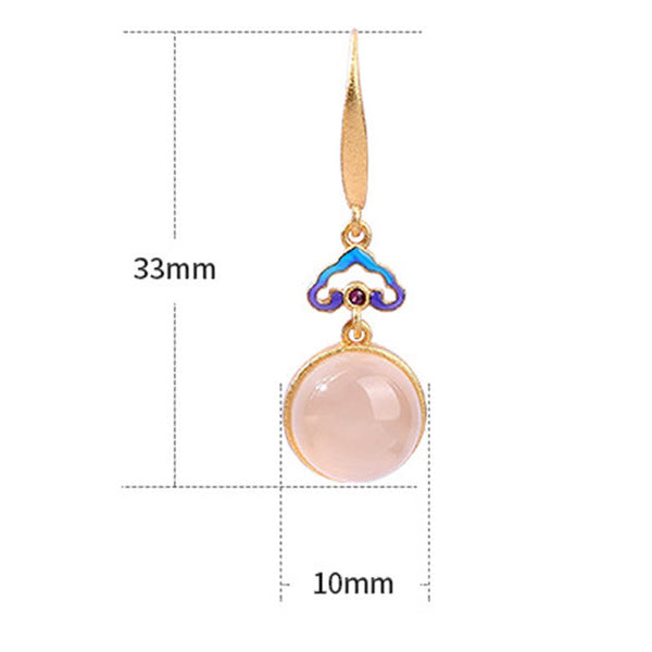 FREE Today: Calm Harmony 925 Sterling Silver Posts Natural Chalcedony Gold-plated Earrings