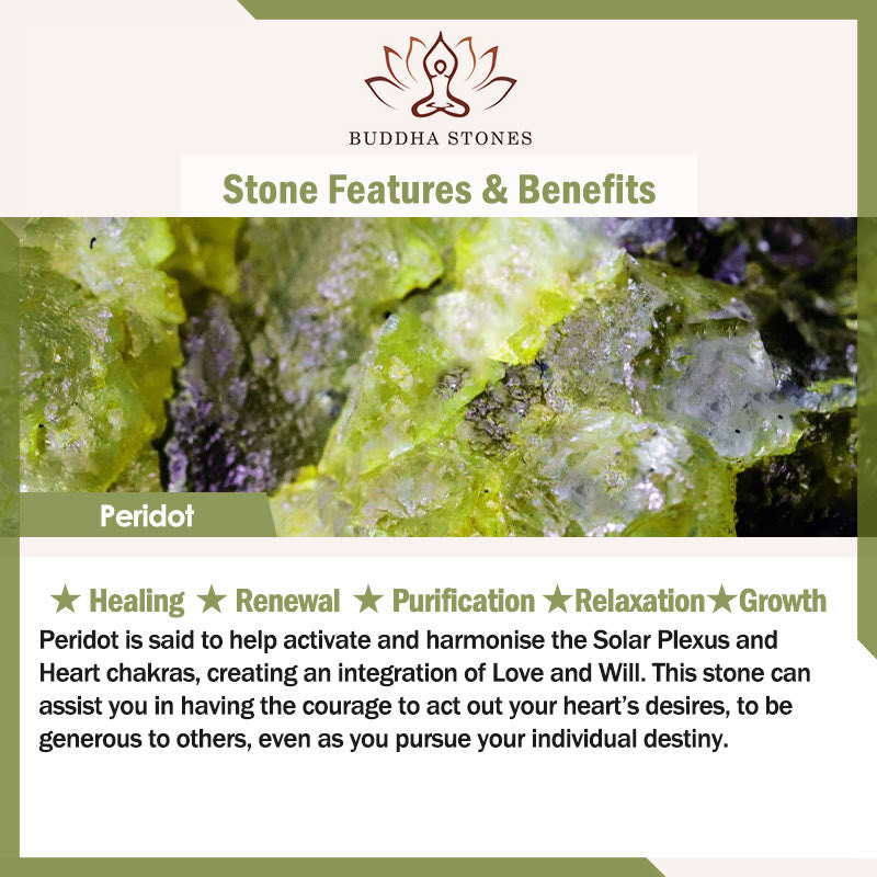 Buddha Stones Natural Peridot Irregular Blocks Peace Bracelet