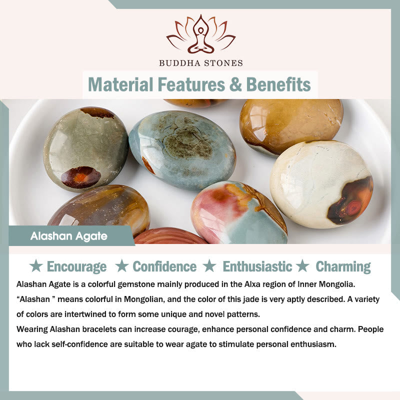Buddha Stones Natural Alashan Agate Confidence Bracelet