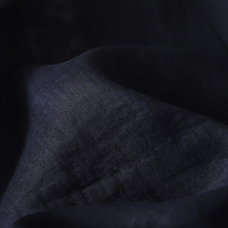 Buddha Stones Symmetrical Embroidery Cotton Linen Women's Half Sleeves Shirt