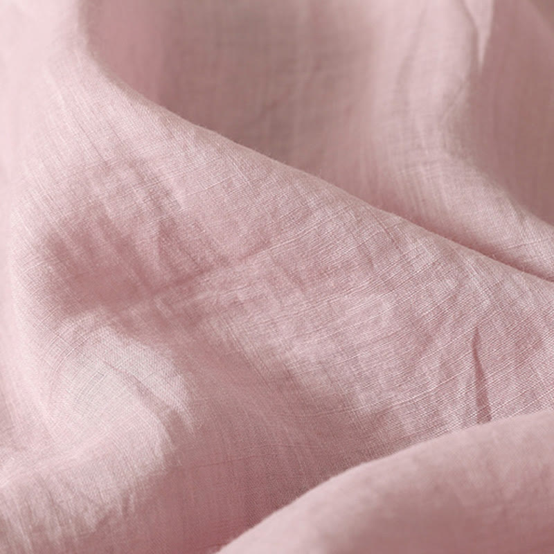 Buddha Stones Symmetrical Embroidery Cotton Linen Women's Half Sleeves Shirt