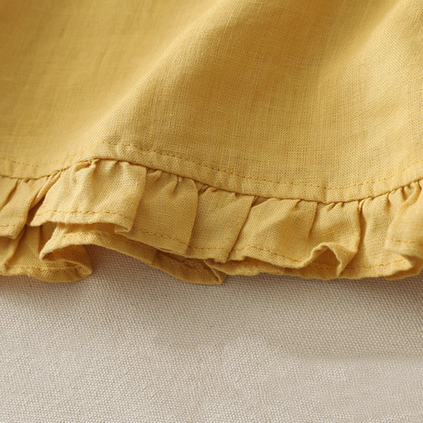 Buddha Stones Casual Plain Ruffled Hem Crew Neck Tie Women's Polyester T-shirt