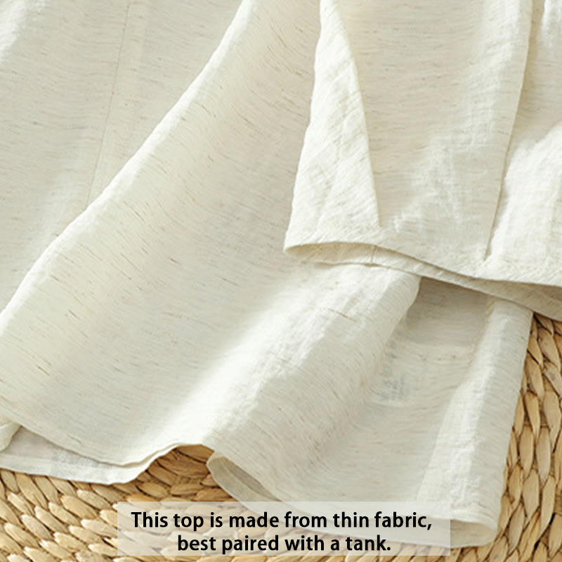 Buddha Stones White Plain Button Three Quarter Sleeve Women's Shirt