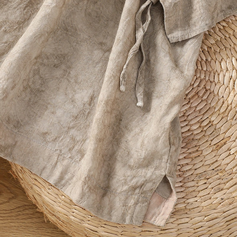 Buddha Stones Casual Crew Neck Women's Lace-up Half Sleeve Shirt