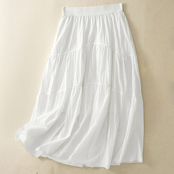 Buddha Stones Simple Lines Elastic Waist Women's Skirt With Pockets