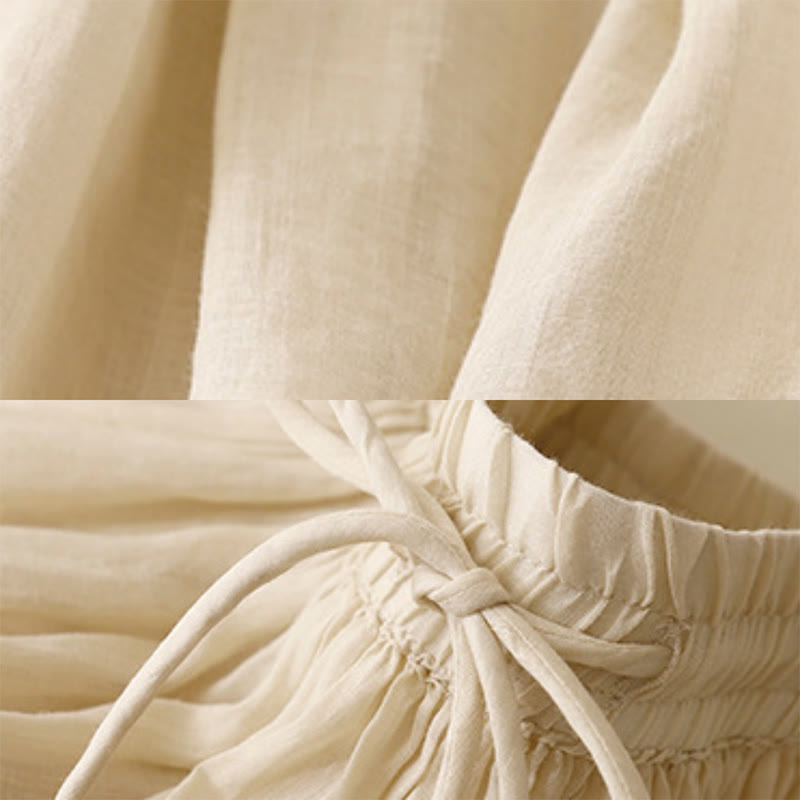 Buddha Stones Summer Solid Color Elastic Waist Drawstring Women's Skirt