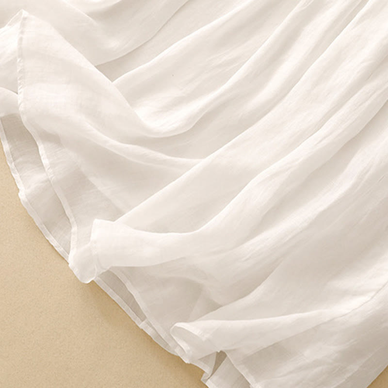 Buddha Stones Summer Solid Color Elastic Waist Drawstring Women's Skirt