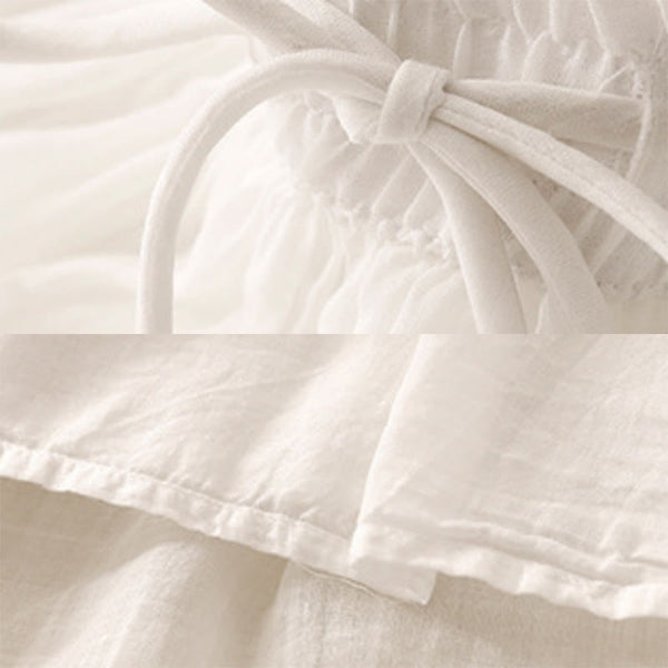 Buddha Stones Summer Solid Color Elastic Waist Drawstring Women's Skirt