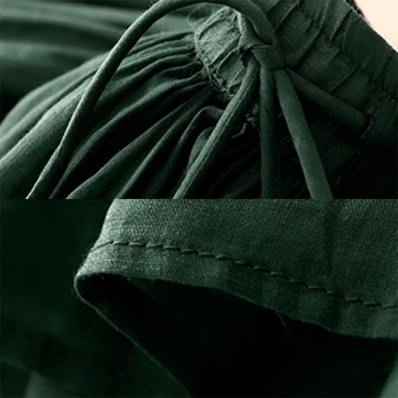 Buddha Stones Summer Solid Color Elastic Waist Drawstring Women's Skirt