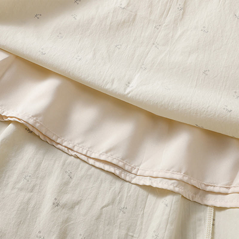 Buddha Stones Small Flowers Elastic Waist Cotton Women's Skirt With Pockets