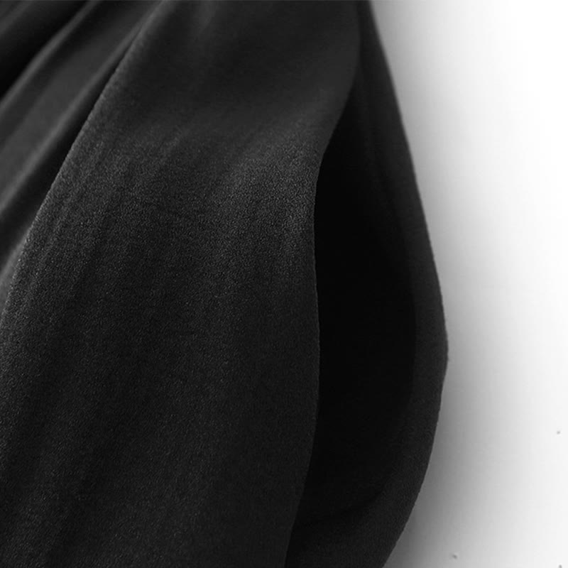 Buddha Stones Simple Pleated Design Elastic Waist Women's Skirt With Pockets