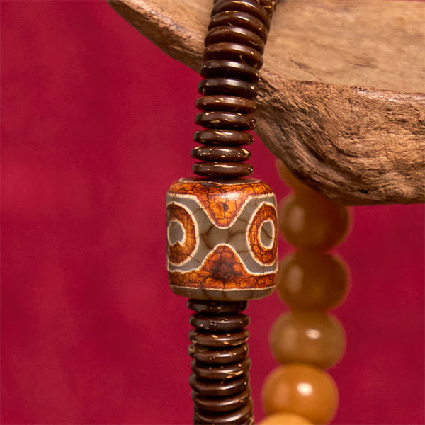 FREE Today: Happiness Wisdom Tibetan Bodhi Seed Dzi Bead Coconut Shell Bracelet