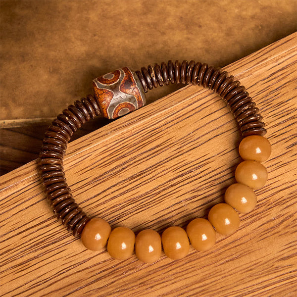 FREE Today: Happiness Wisdom Tibetan Bodhi Seed Dzi Bead Coconut Shell Bracelet