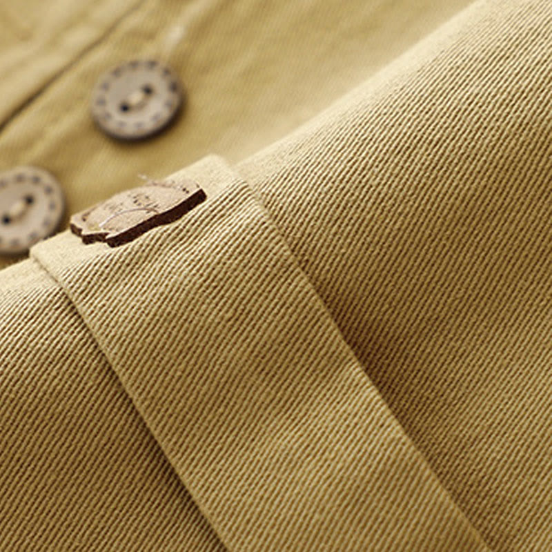 Buddha Stones Solid Color Front Buttons Sleeveless Women's Cotton Waistcoat With Pockets