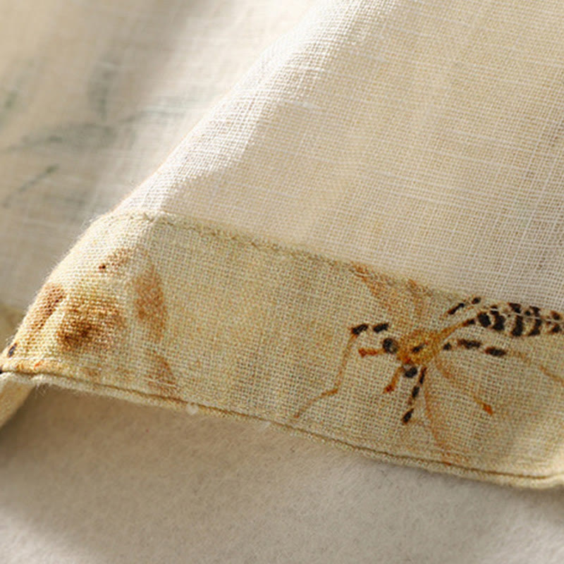 Buddha Stones Commute Chinese Frog-Button Long Lantern Sleeve Women's Cotton Linen Shirt