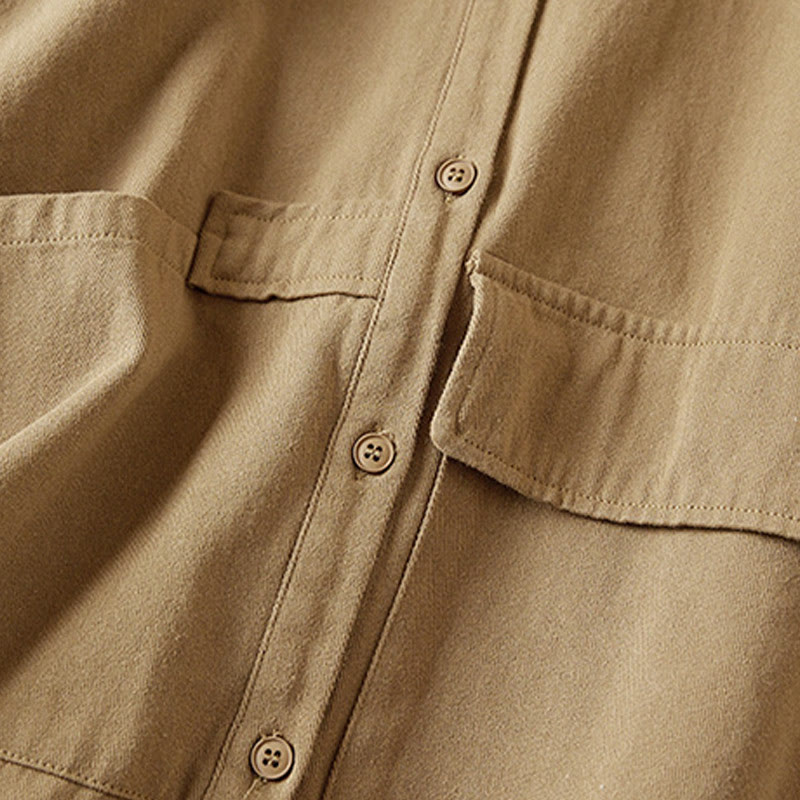 Buddha Stones Fall Irregular Design Long Sleeve Women's Cotton Linen Lapel Jacket With Pockets