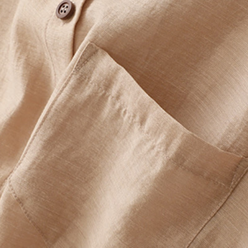 Buddha Stones 2Pcs Shirt Top 7-8 Length Skirt With Pockets Cotton Linen Clothing Women's Set