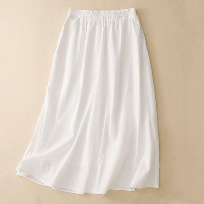 Buddha Stones 2pcs Irregular Button Design Shirt Skirt With Pockets Cotton Clothing Women's Set