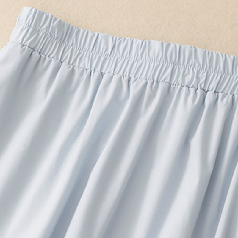 Buddha Stones 2pcs Irregular Button Design Shirt Skirt With Pockets Cotton Clothing Women's Set