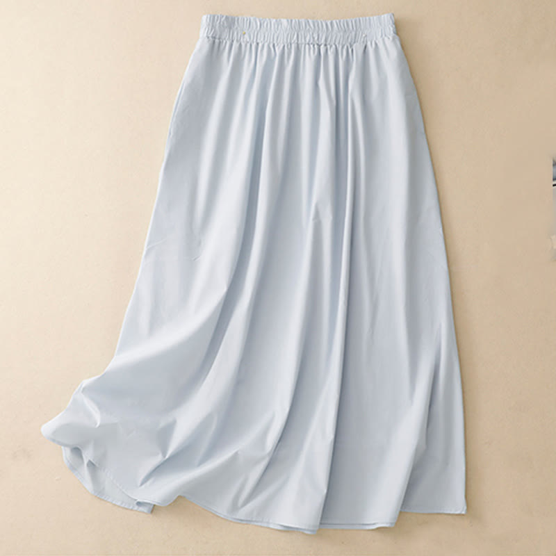 Buddha Stones 2pcs Irregular Button Design Shirt Skirt With Pockets Cotton Clothing Women's Set