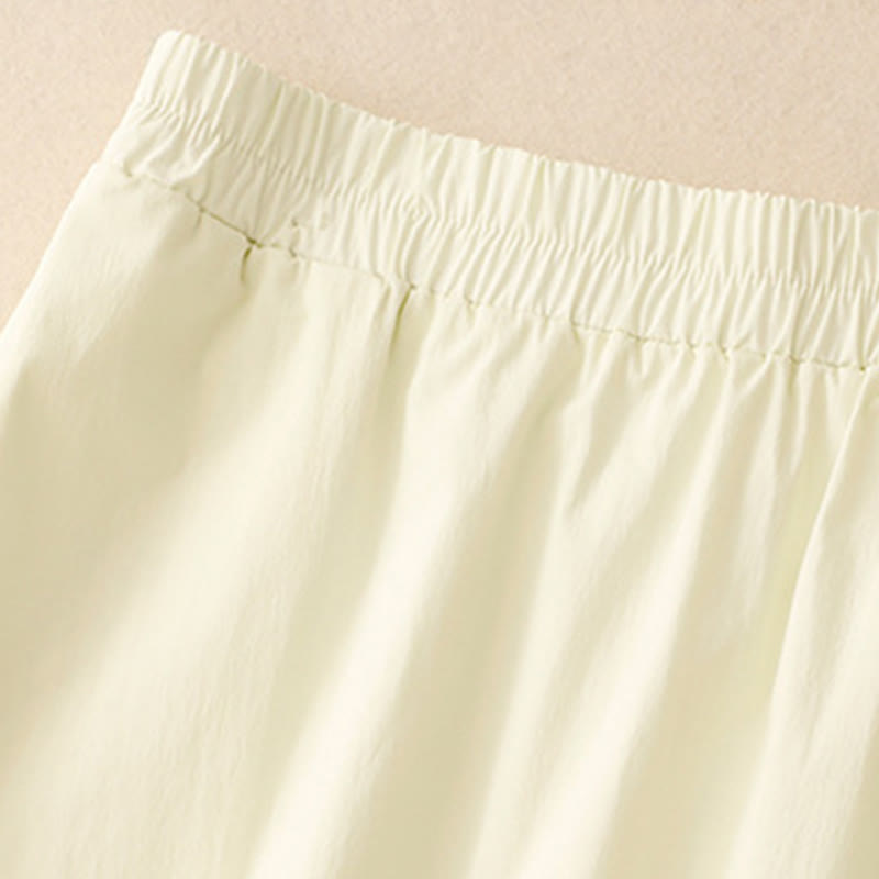 Buddha Stones 2pcs Irregular Button Design Shirt Skirt With Pockets Cotton Clothing Women's Set