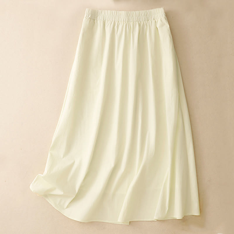 Buddha Stones 2pcs Irregular Button Design Shirt Skirt With Pockets Cotton Clothing Women's Set